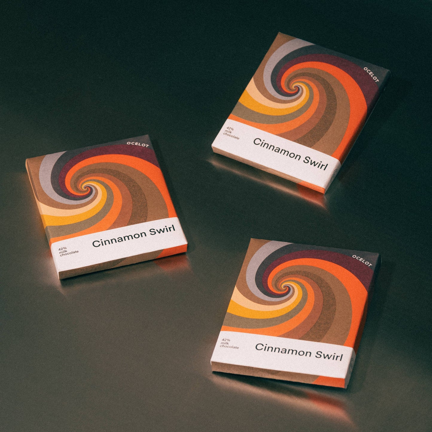 Ocelot Chocolate - Cinnamon Swirl - 42% Milk Chocolate & cinnamon bun bar, 70g