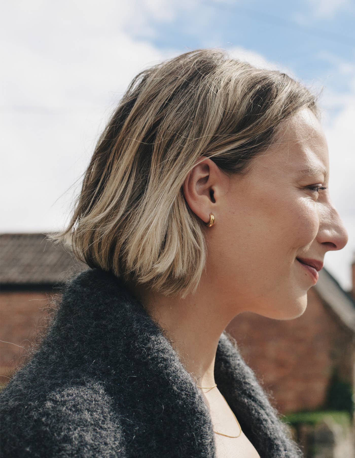 Nordic Muse - Gold Small Leverback Bold Hoop Earrings