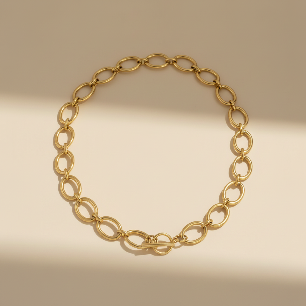 Gold Lunar -  Chunky T Bar Chain Necklace