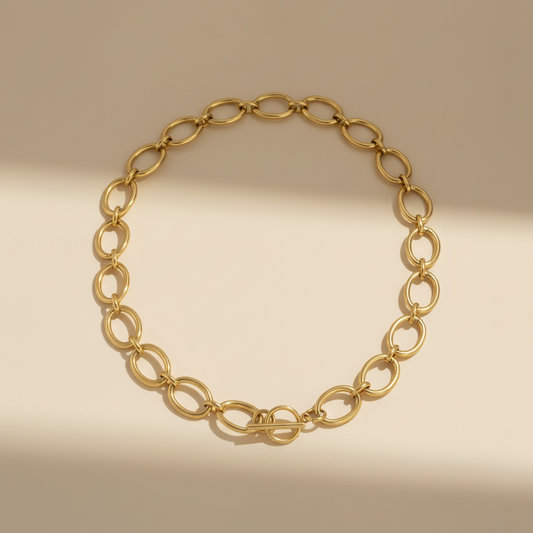 Gold Lunar -  Chunky T Bar Chain Necklace