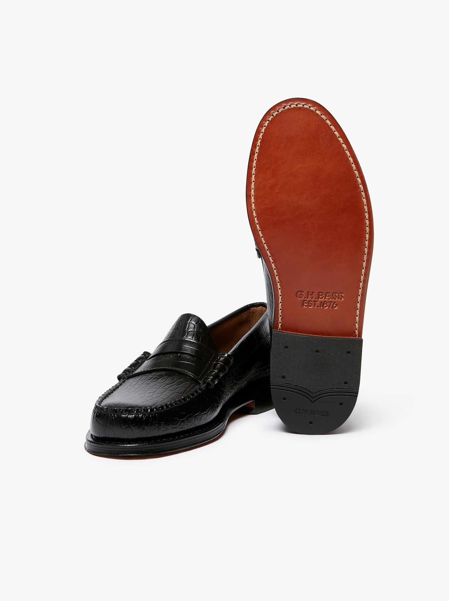 G.H. Bass - Weejun Heritage Larson Exotic Loafers, Crocodile Black