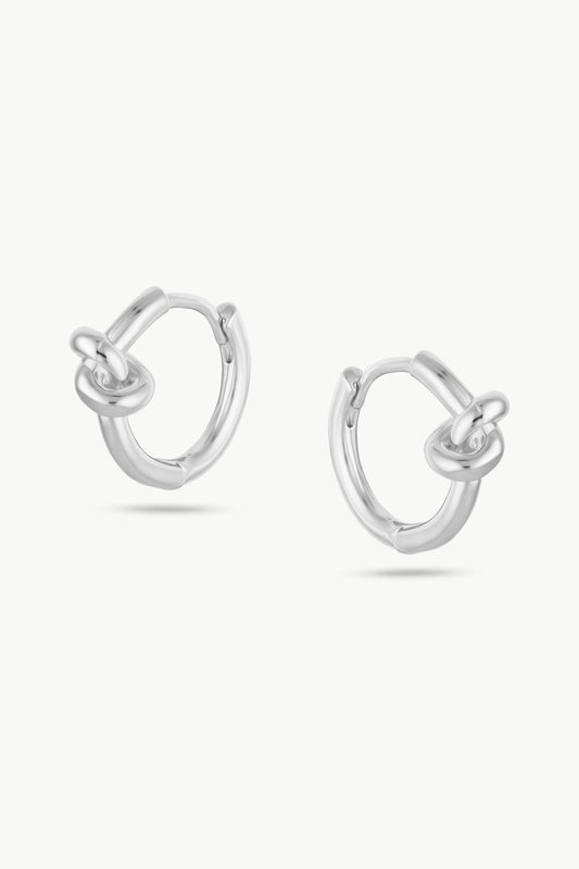 LUNA Mini - Silver Knotted Hoop Earrings