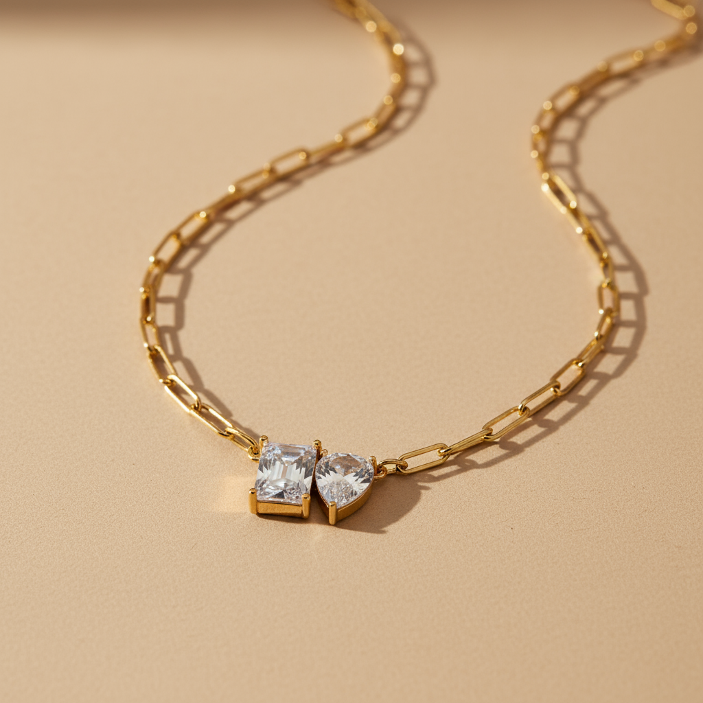 Gold Lunar -  Double Stone Link Chain