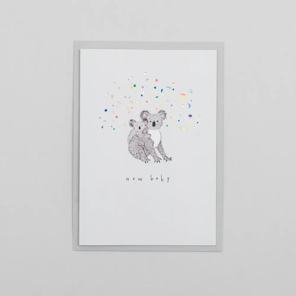 Katie Housley - Hand Finished Card, New Baby Koala