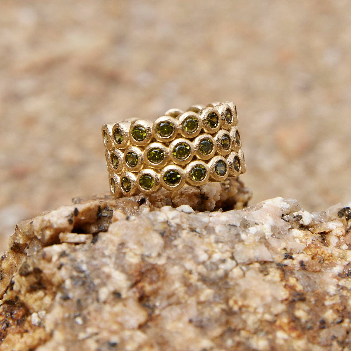 Agapée Jewelry - Amélia Trio Ring, Dark Green