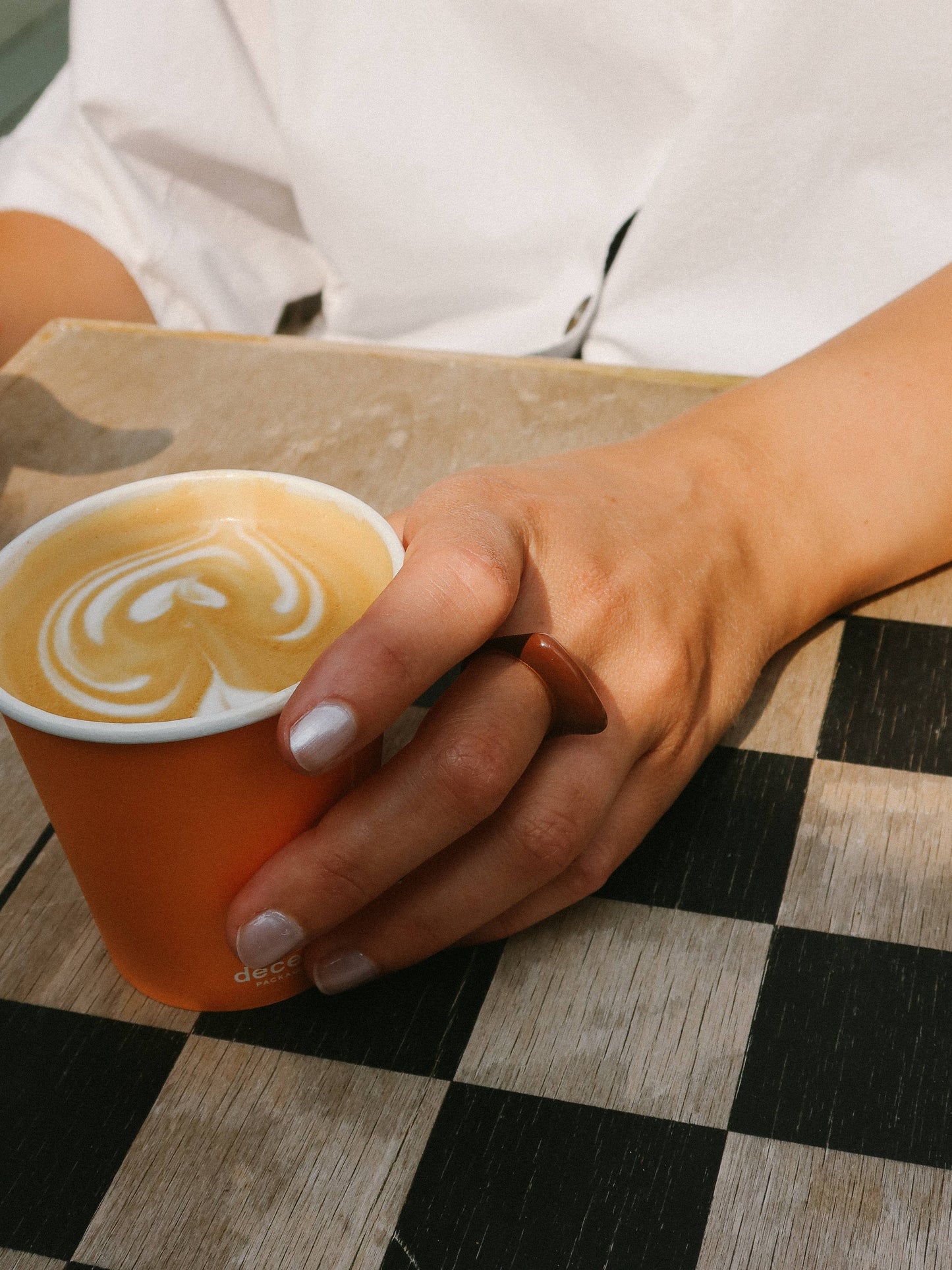 Nordic Muse - Coffee Gold Raised Fluid Ring, Waterproof
