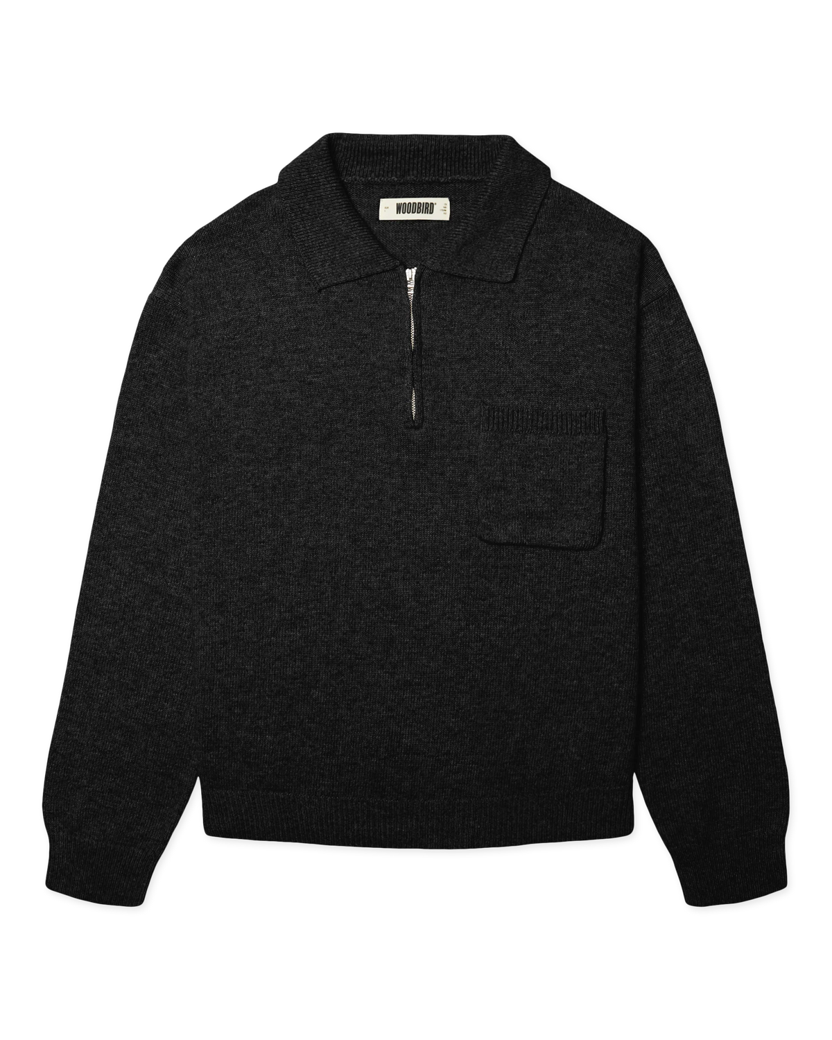 WOODBIRD - Kang 1/2 Zip Polo, Black