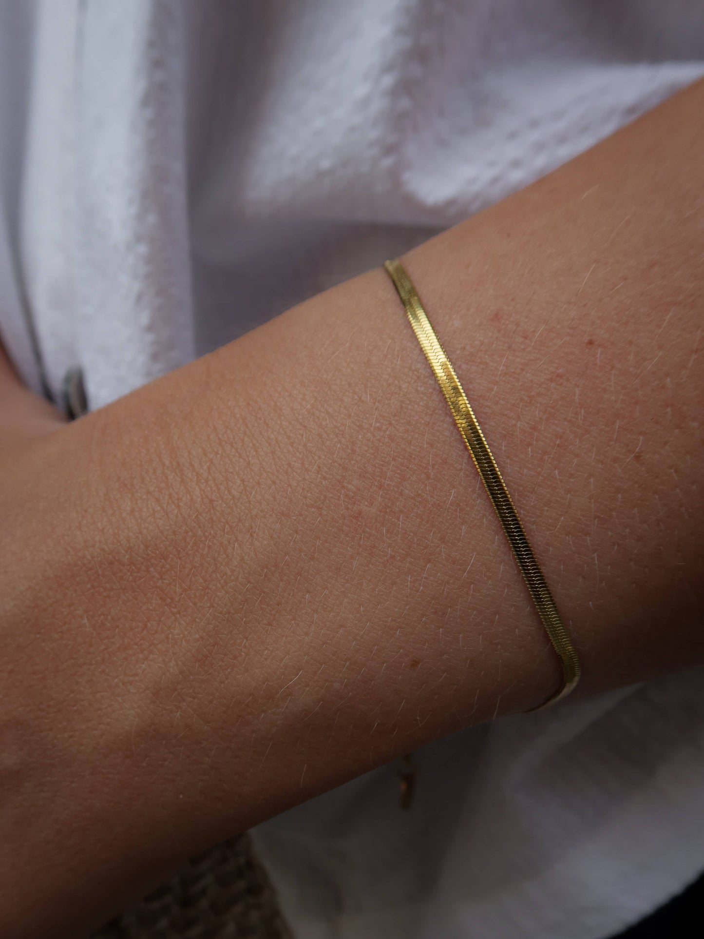 Nordic muse - Gold 2mm Snake Chain Bracelet, Waterproof