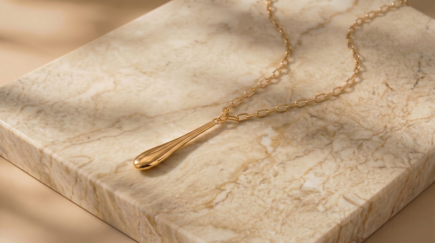 Gold Lunar - Droplet Pendant Necklace