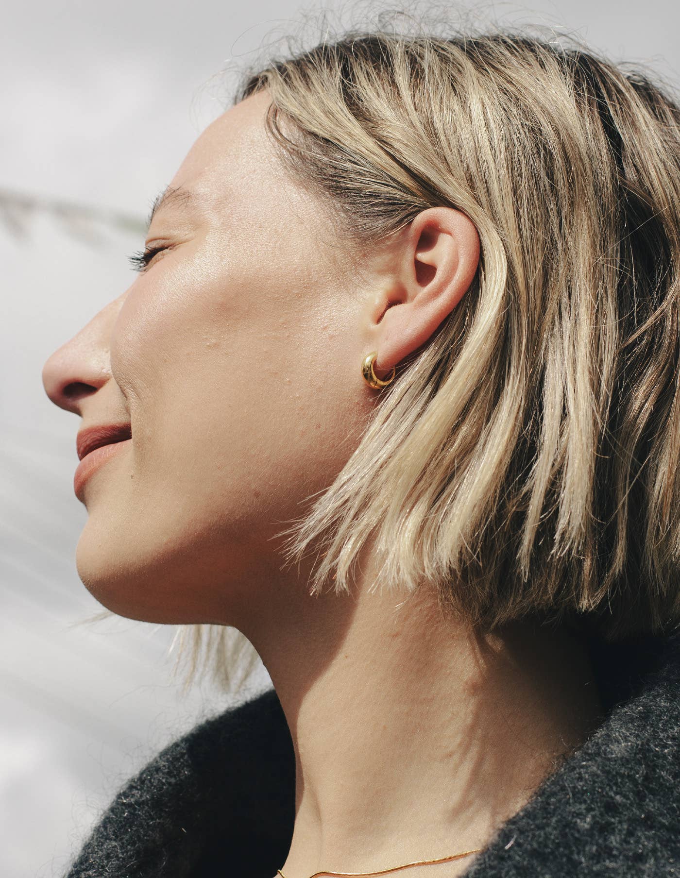 Nordic Muse - Gold Small Leverback Bold Hoop Earrings