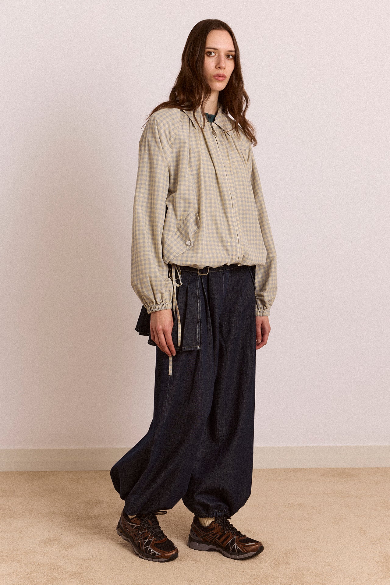 Damson Madder - Lailah Lightweight Bomber, Oyster Gingham