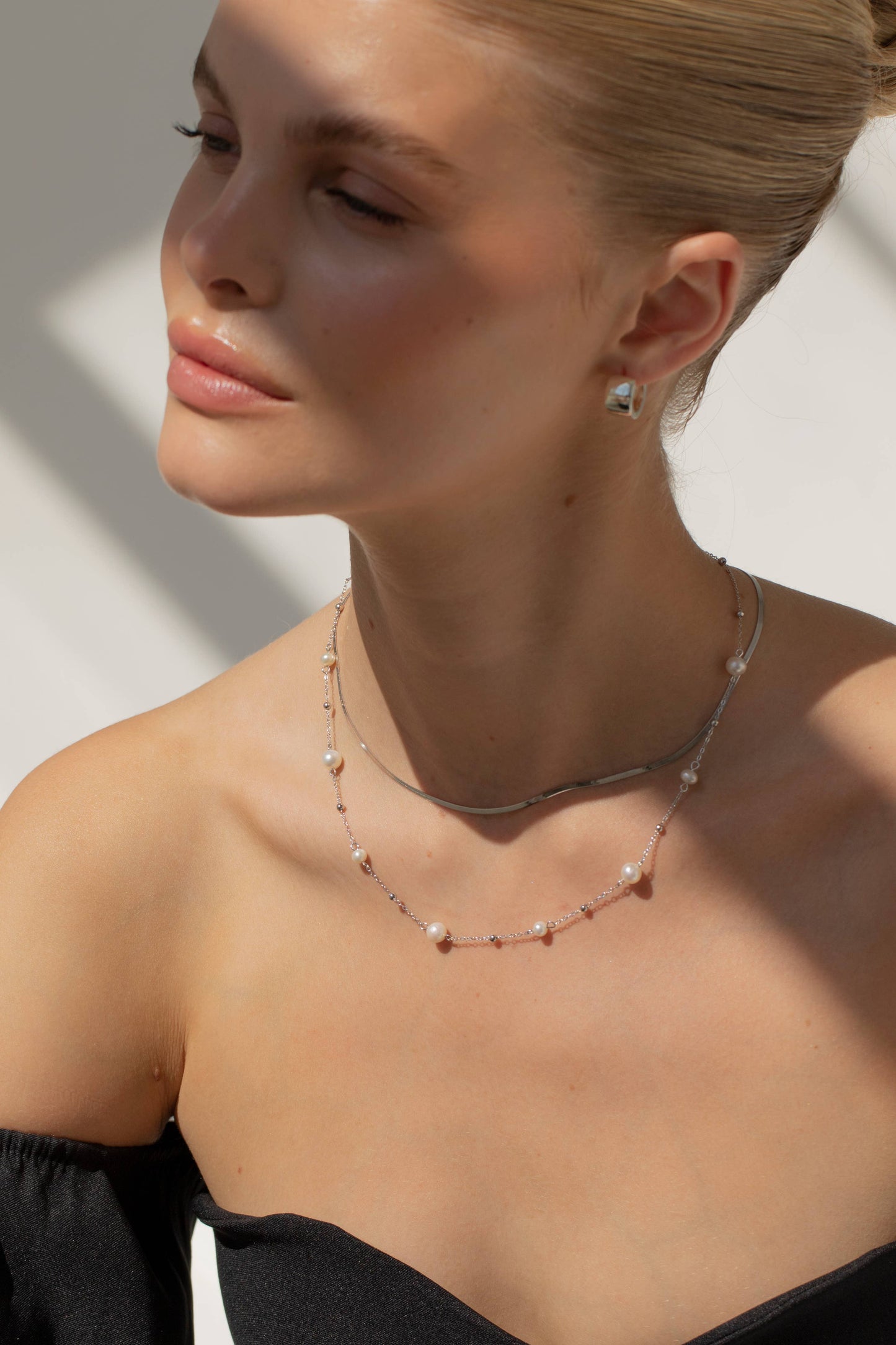 Arctic Fox & CO. - JOY - Beaded Pearl Chain Necklace Silver