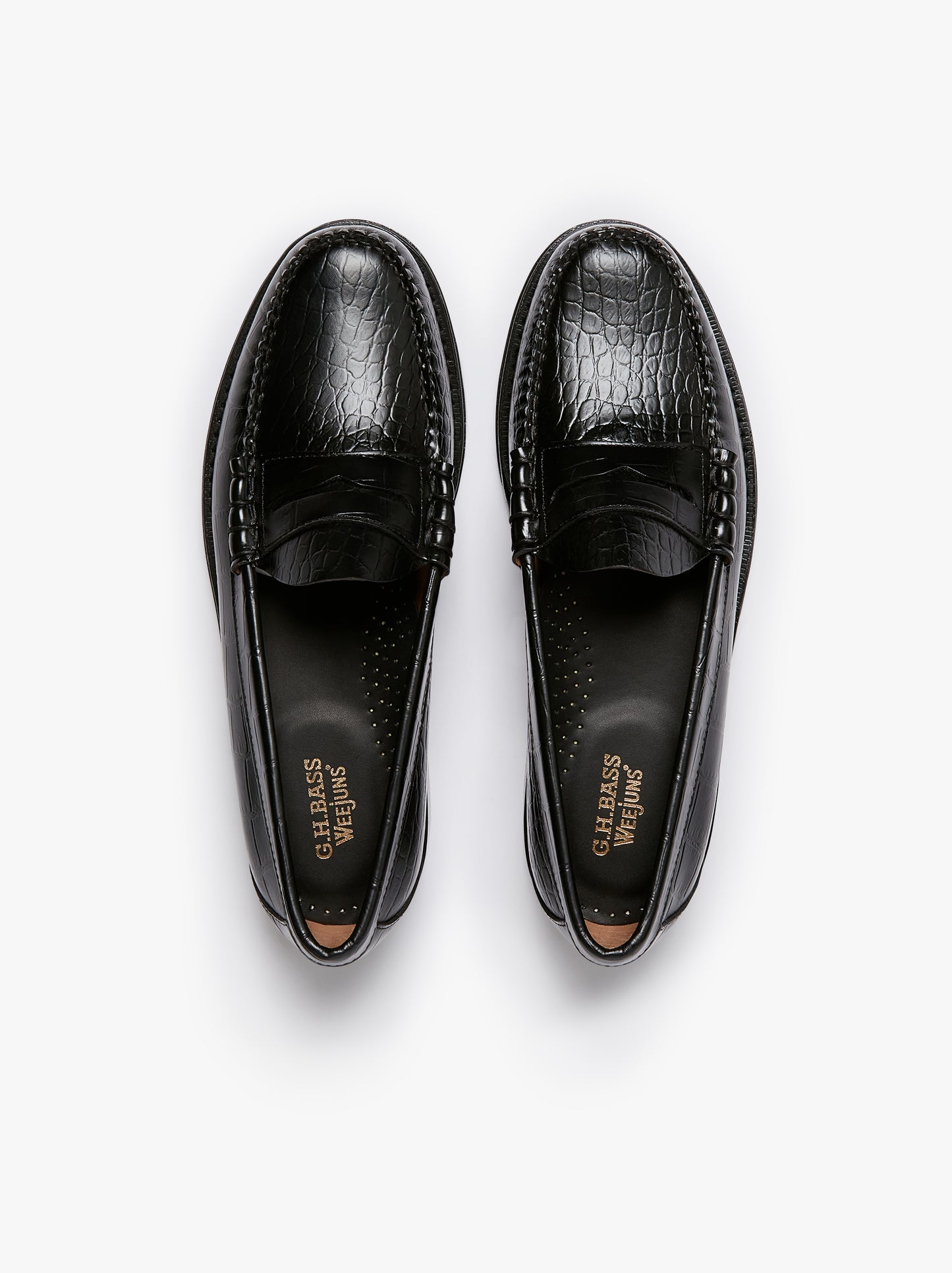 G.H. Bass - Weejun Heritage Larson Exotic Loafers, Crocodile Black