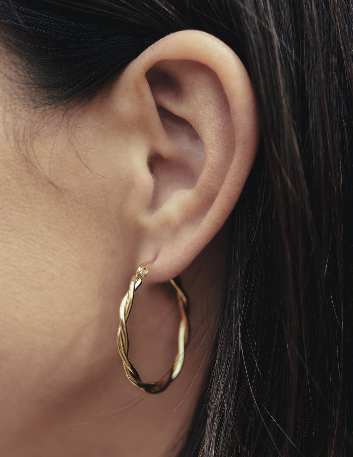 Nordic Muse -  Gold Large Entwined Latch Hoop Earrings
