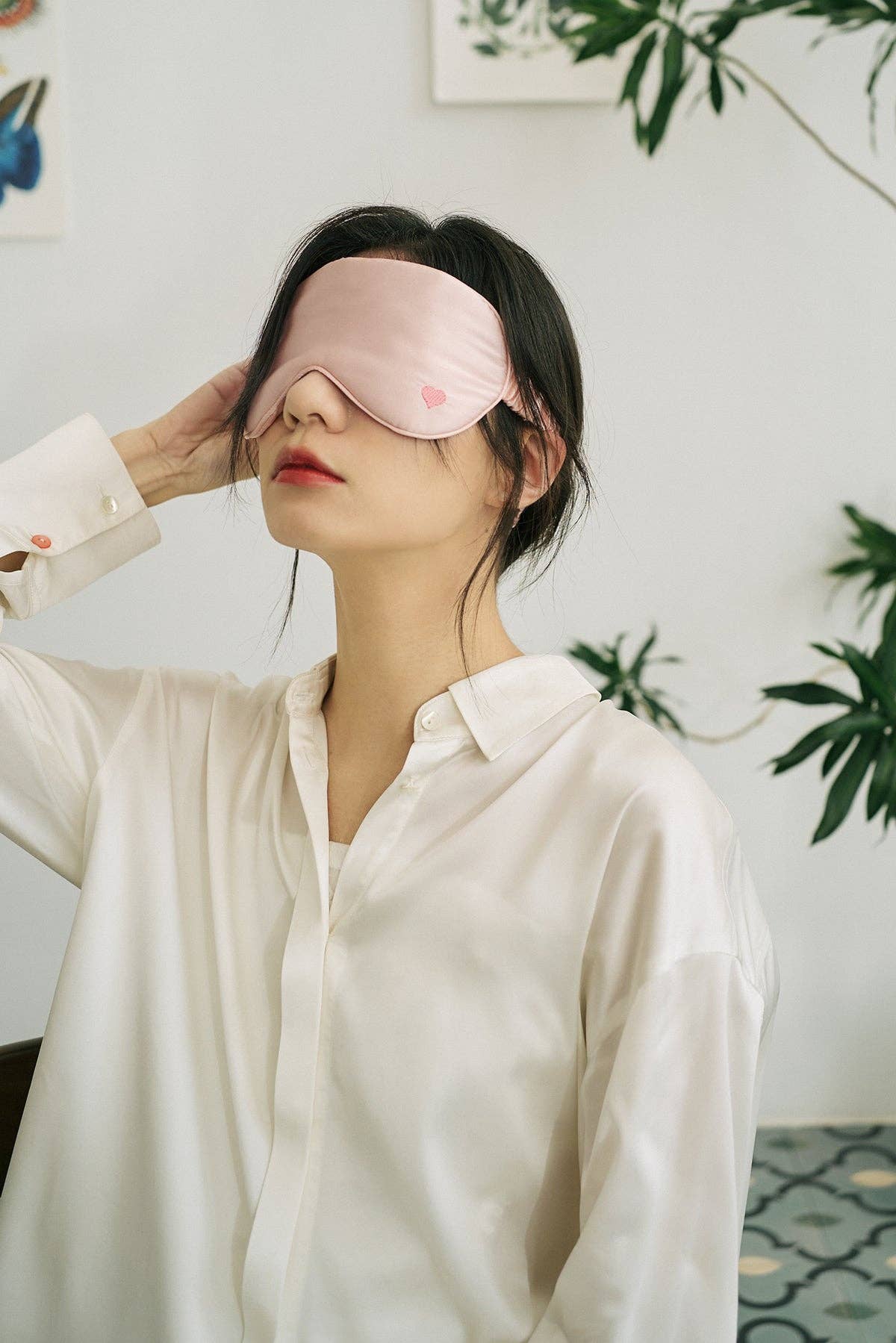 Lost Pattern NYC - Love Heart Silk Sleep Eye Mask - Pink