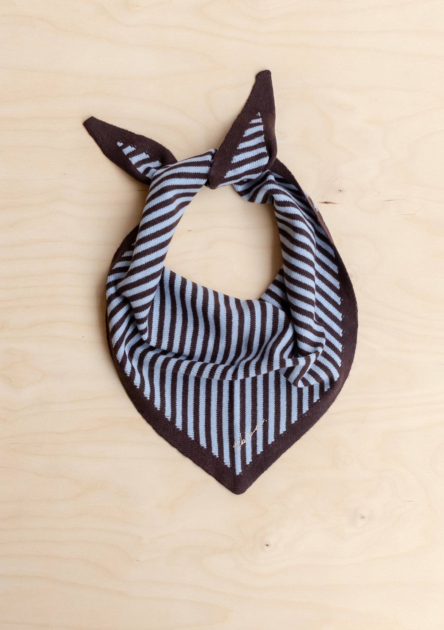 TBCo - Merino Wool Triangle Scarf in Blue & Brown Stripe