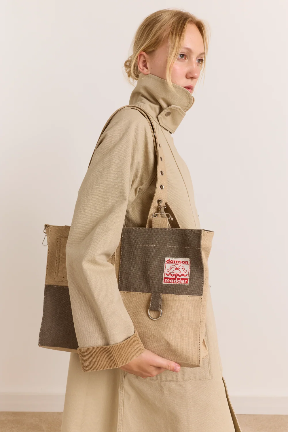 Damson Madder - Veda Canvas Blocked Bag, Olive and Sand