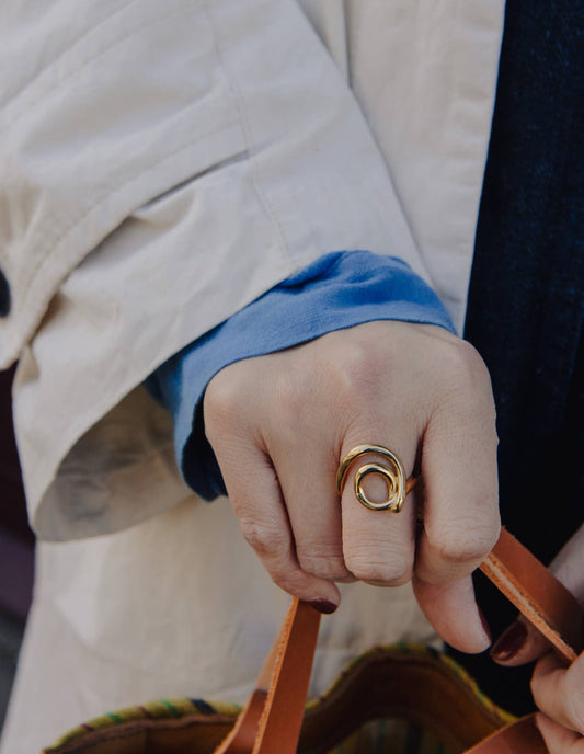 Nordic Muse - Gold Spiral Swirl Ring