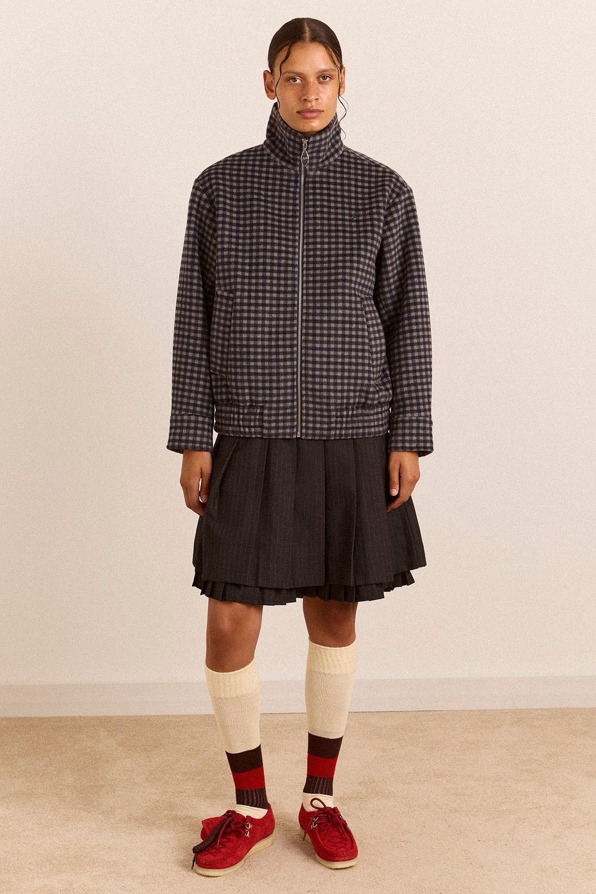Damson Madder - Pixie Wool Bomber, Willow Gingham