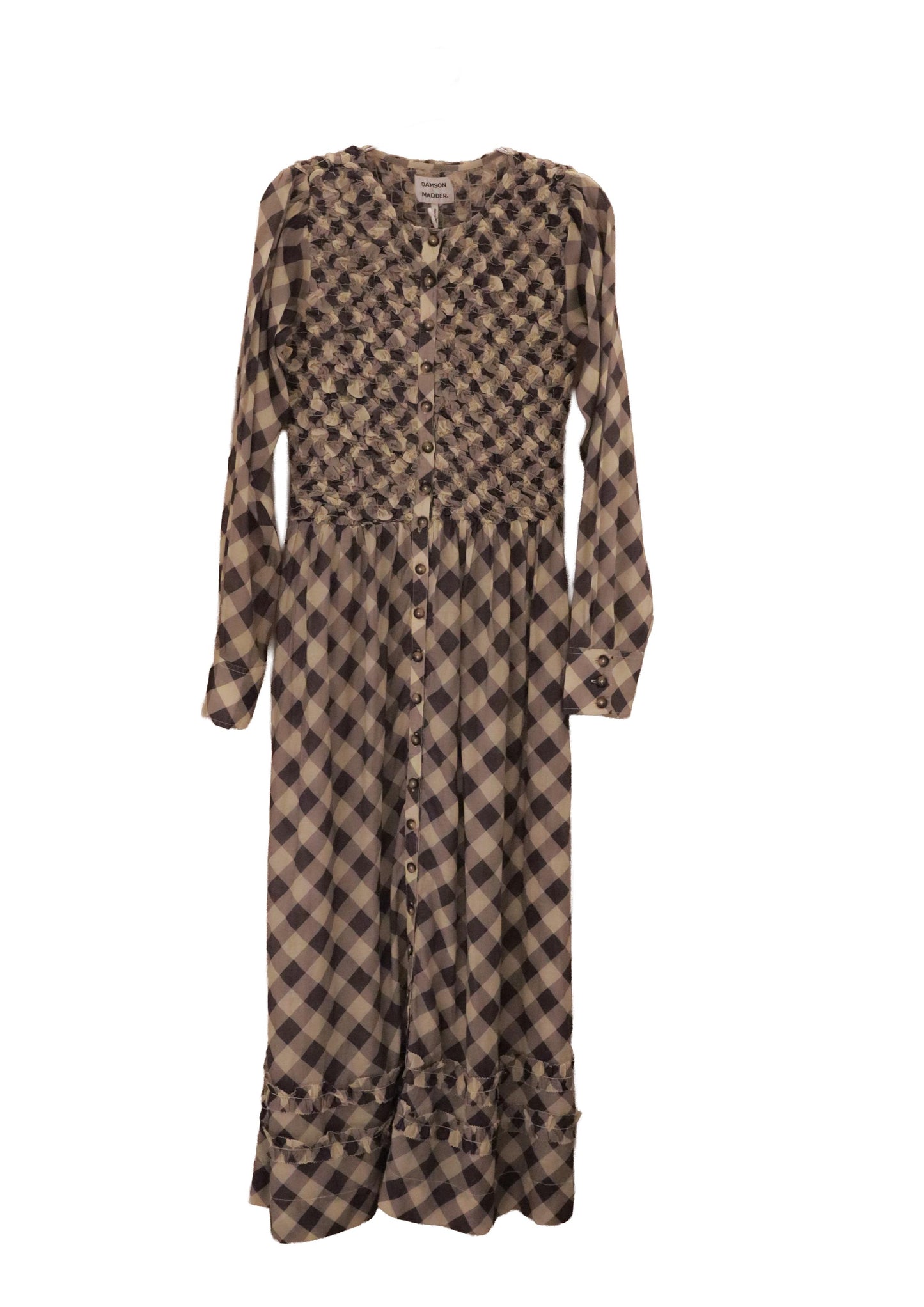 Damson Madder - Posey Cardi Midi Dress, Sheer Butter Gingham