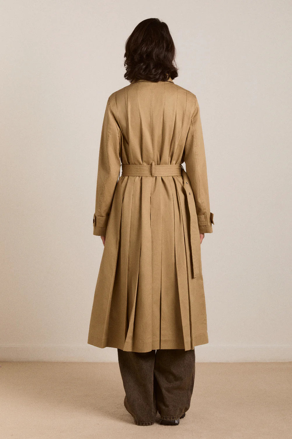 Damson Madder - Sofie Pleated Trench, Light Stone