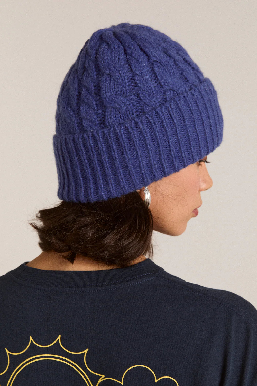 Damson Madder - Cable Knit Beanie, Cobalt