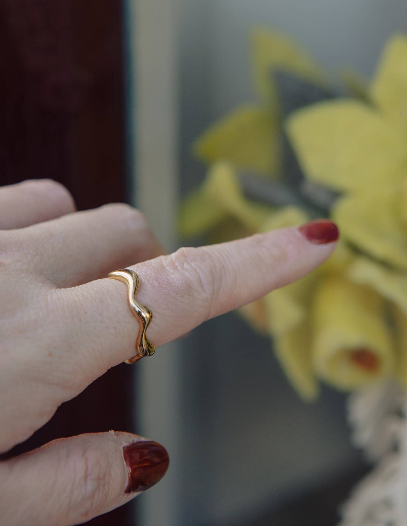 Nordic Muse - Gold Irregular Wave Ring