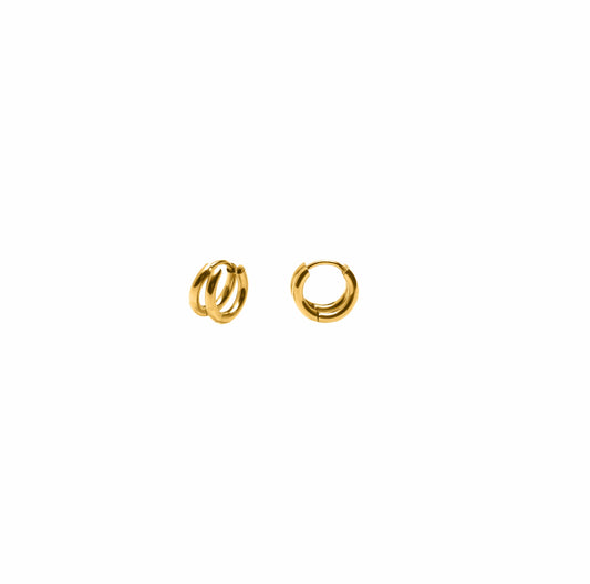 Nordic Muse -  Gold Double Layer Huggie Hoop Earrings