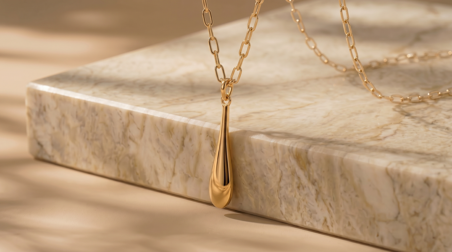 Gold Lunar - Droplet Pendant Necklace