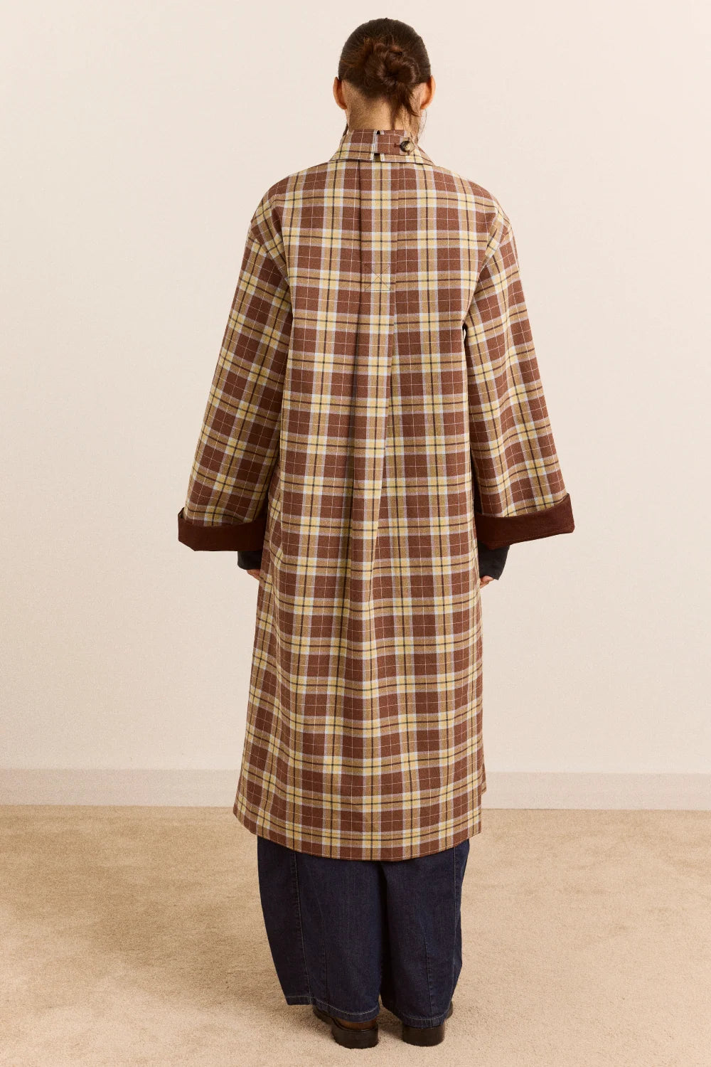 Damson Madder - Reversible Longline Jerry Trench, Chocolate