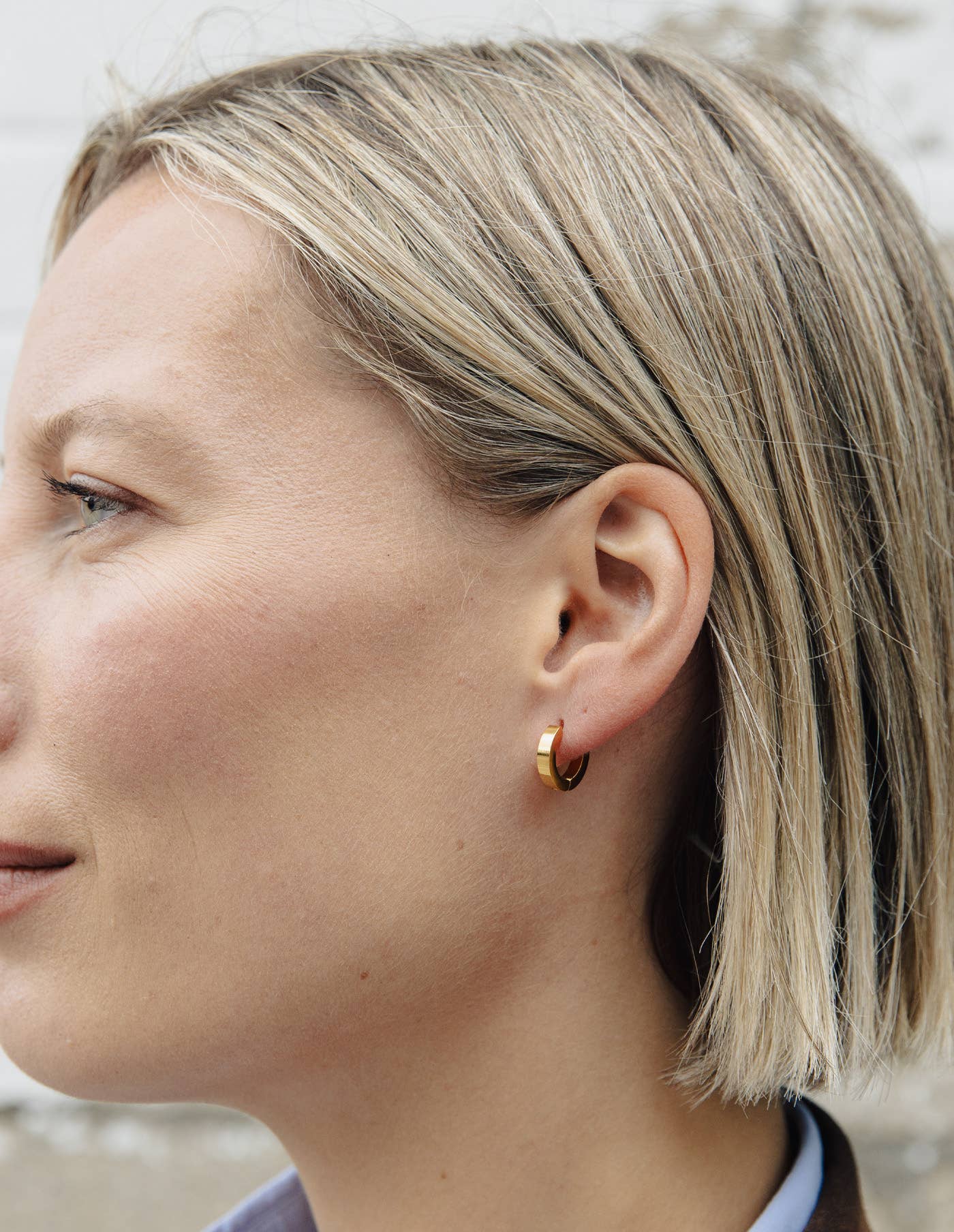 Nordic Muse - Gold Flat Huggie Earrings