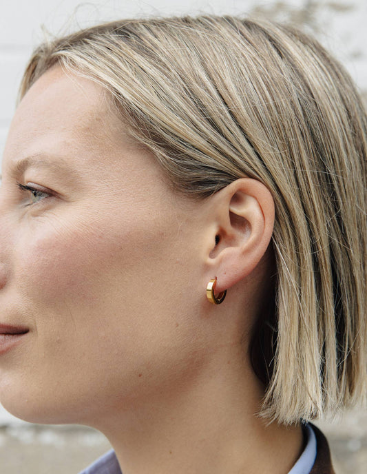Nordic Muse - Gold Flat Huggie Earrings