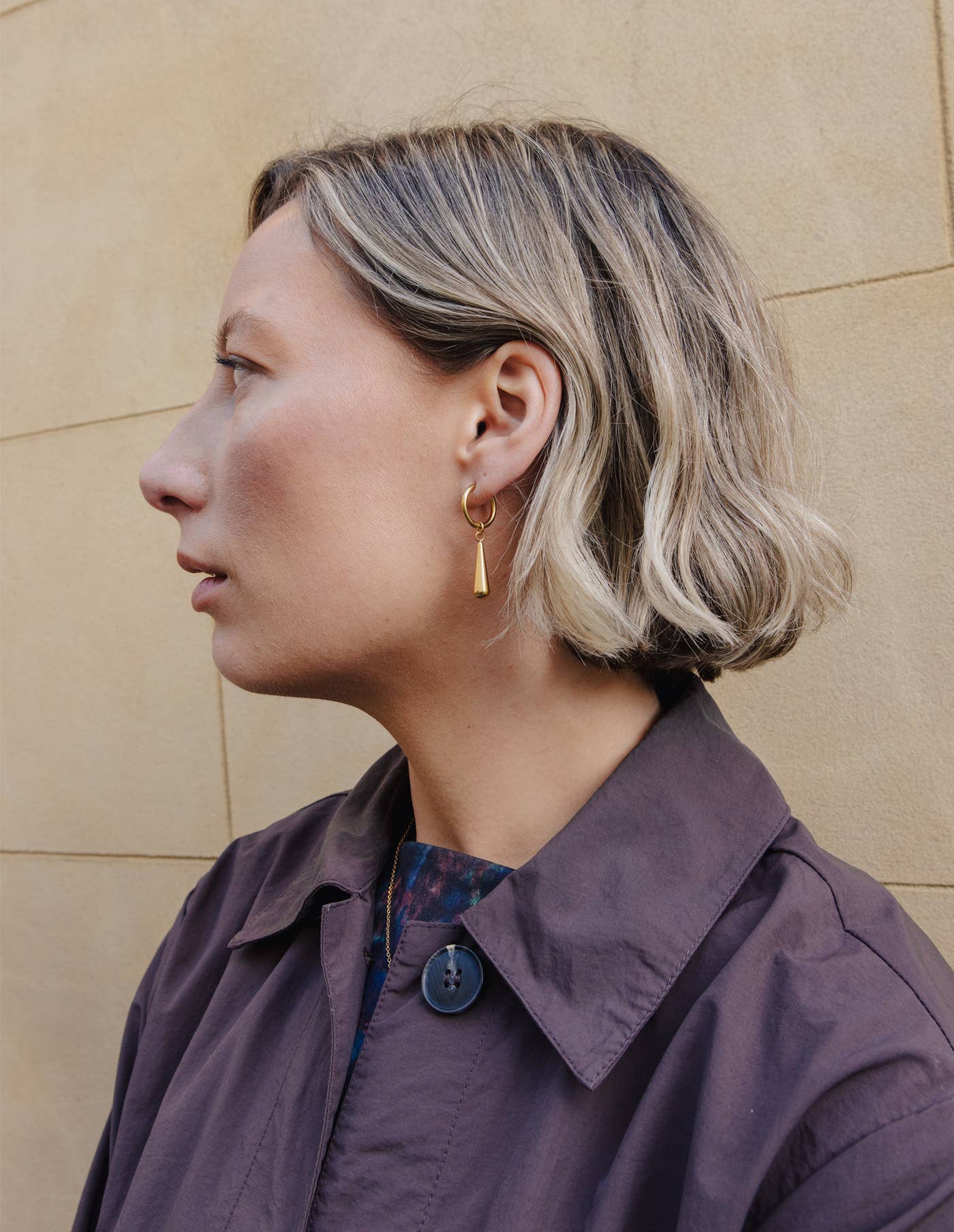 Nordic Muse - Elongated Drop Earrings, Gold