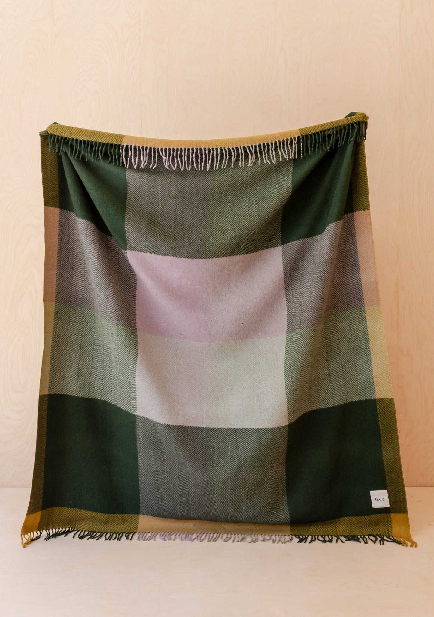 TBCo - Recycled Wool Blanket, Green Frame Check