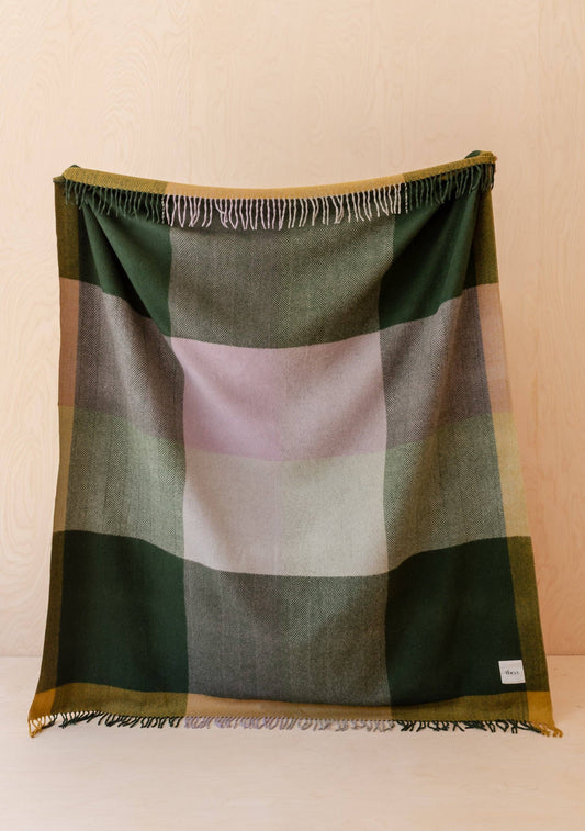 TBCo - Recycled Wool Blanket, Green Frame Check