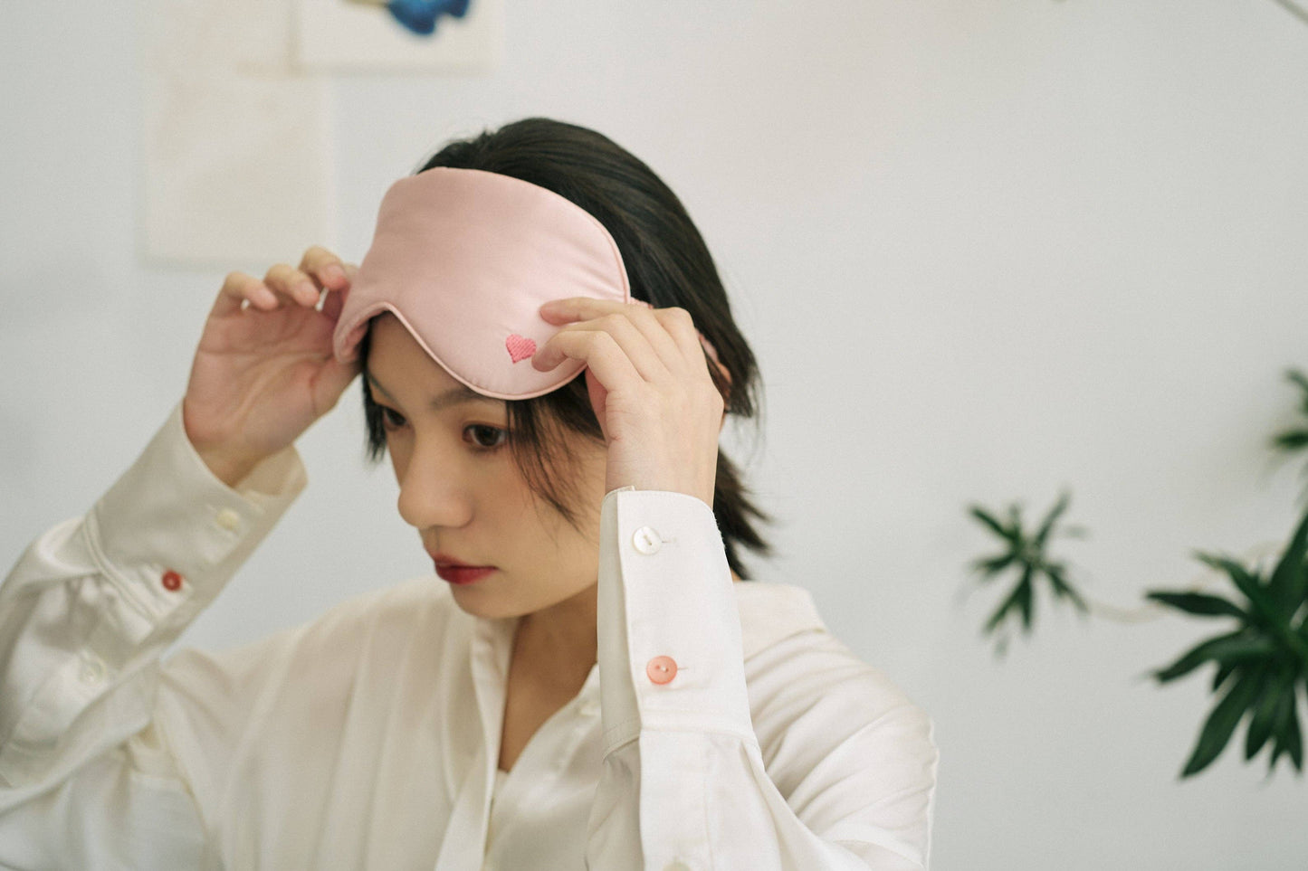 Lost Pattern NYC - Love Heart Silk Sleep Eye Mask - Pink