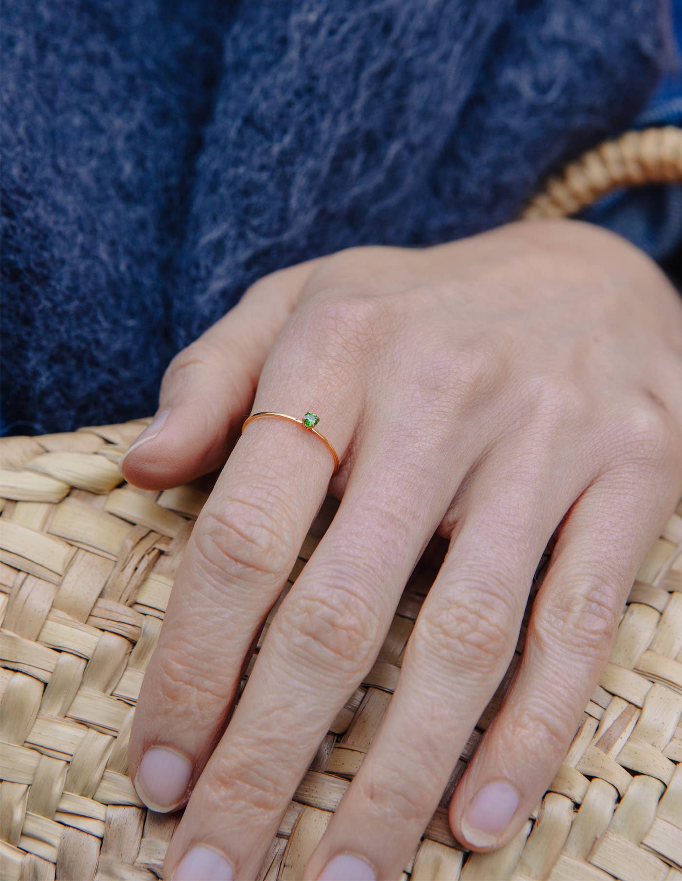 Nordic Muse - Gold Dainty Green Gemstone Ring