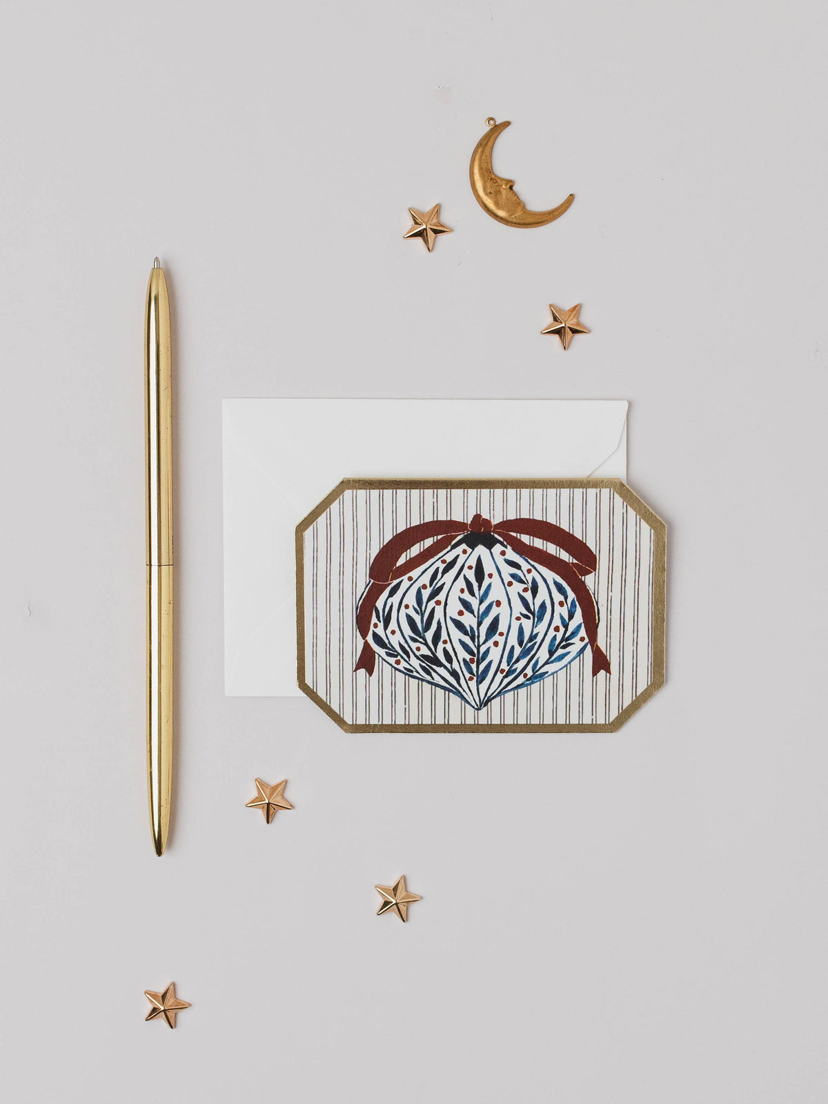 Katie Housley - Mini Holiday Card, Christmas Blue Bauble