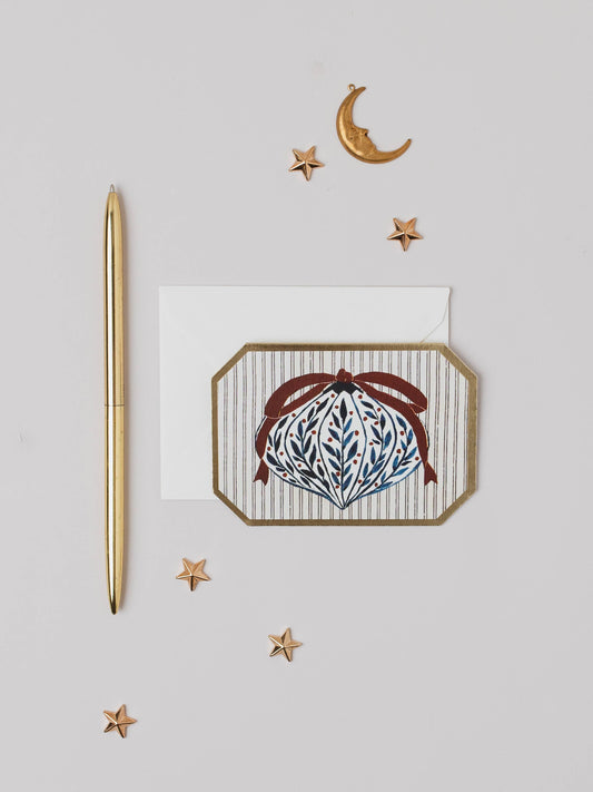 Katie Housley - Mini Holiday Card, Christmas Blue Bauble