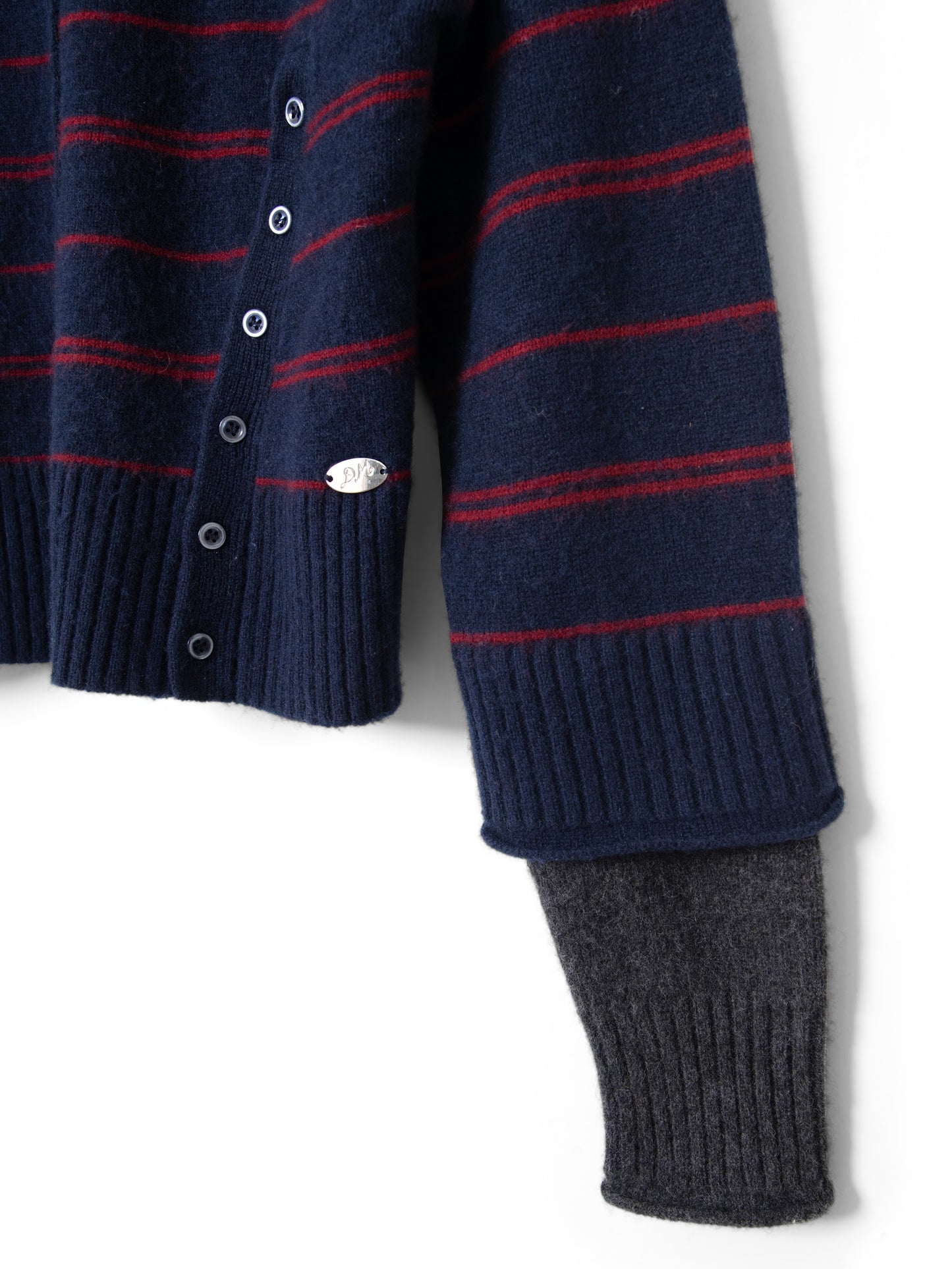Damson Madder - Franny Merino Wool Cardigan, Navy Stripe