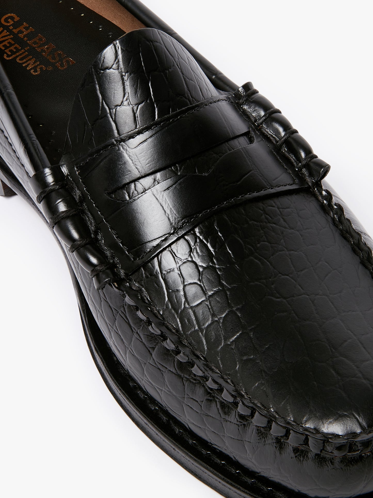 G.H. Bass - Weejun Heritage Larson Exotic Loafers, Crocodile Black