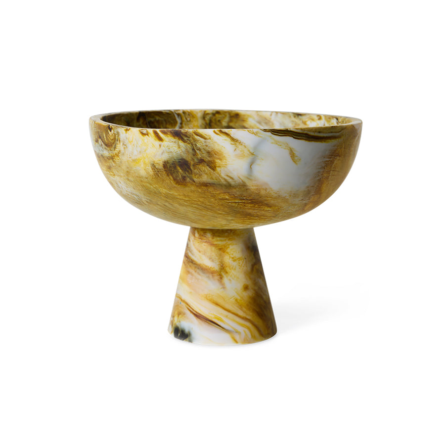 HKLIVING - Marbled Bowl on Base, Ochre