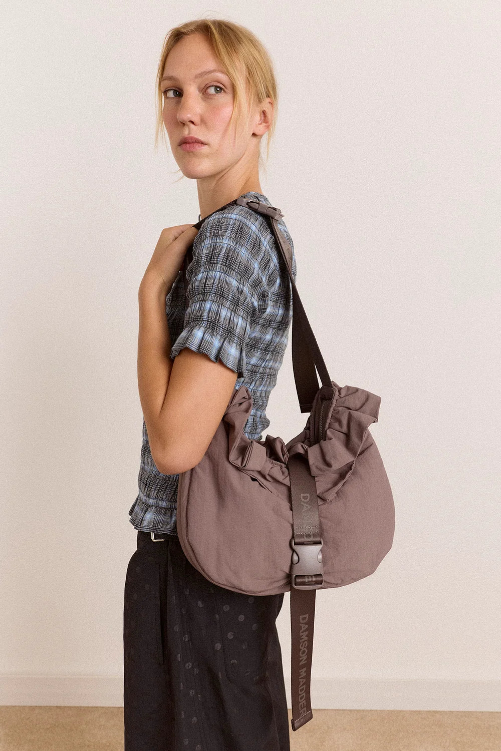 Damson Madder - Atticus Buckle Bag, Grey