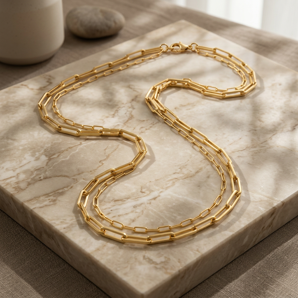 Gold Lunar - Layered Paperclip Chains