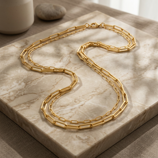 Gold Lunar - Layered Paperclip Chains