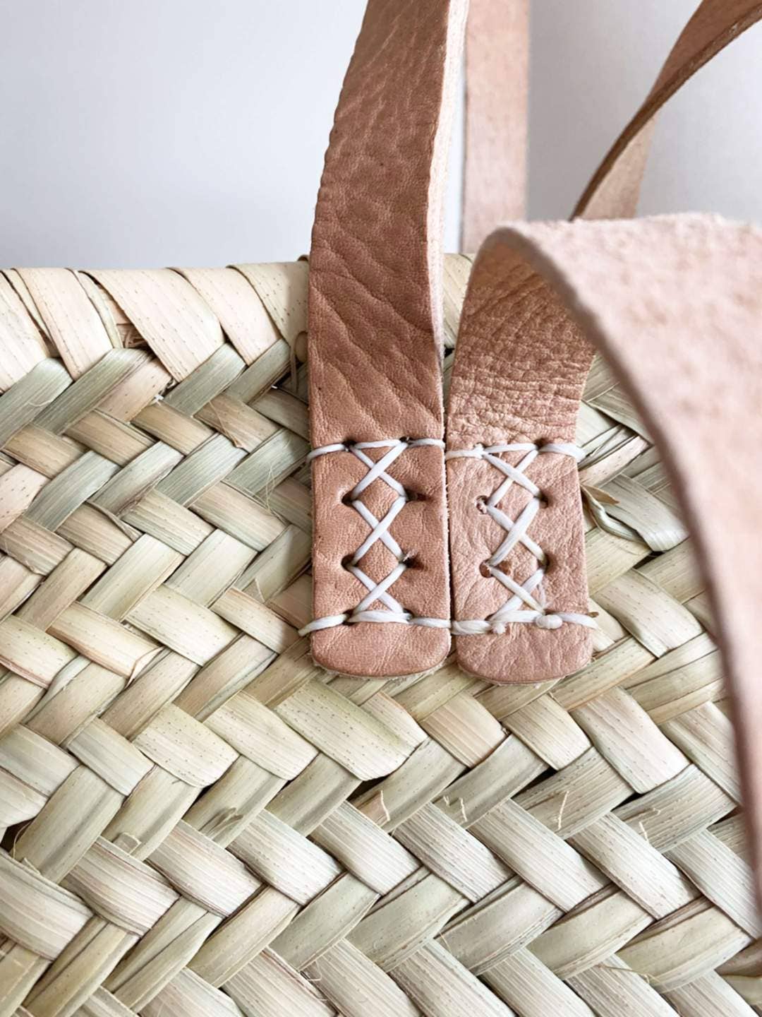 Marrakesh Living - Handmade Straw Bag with Leather Handles -  French Market Bag