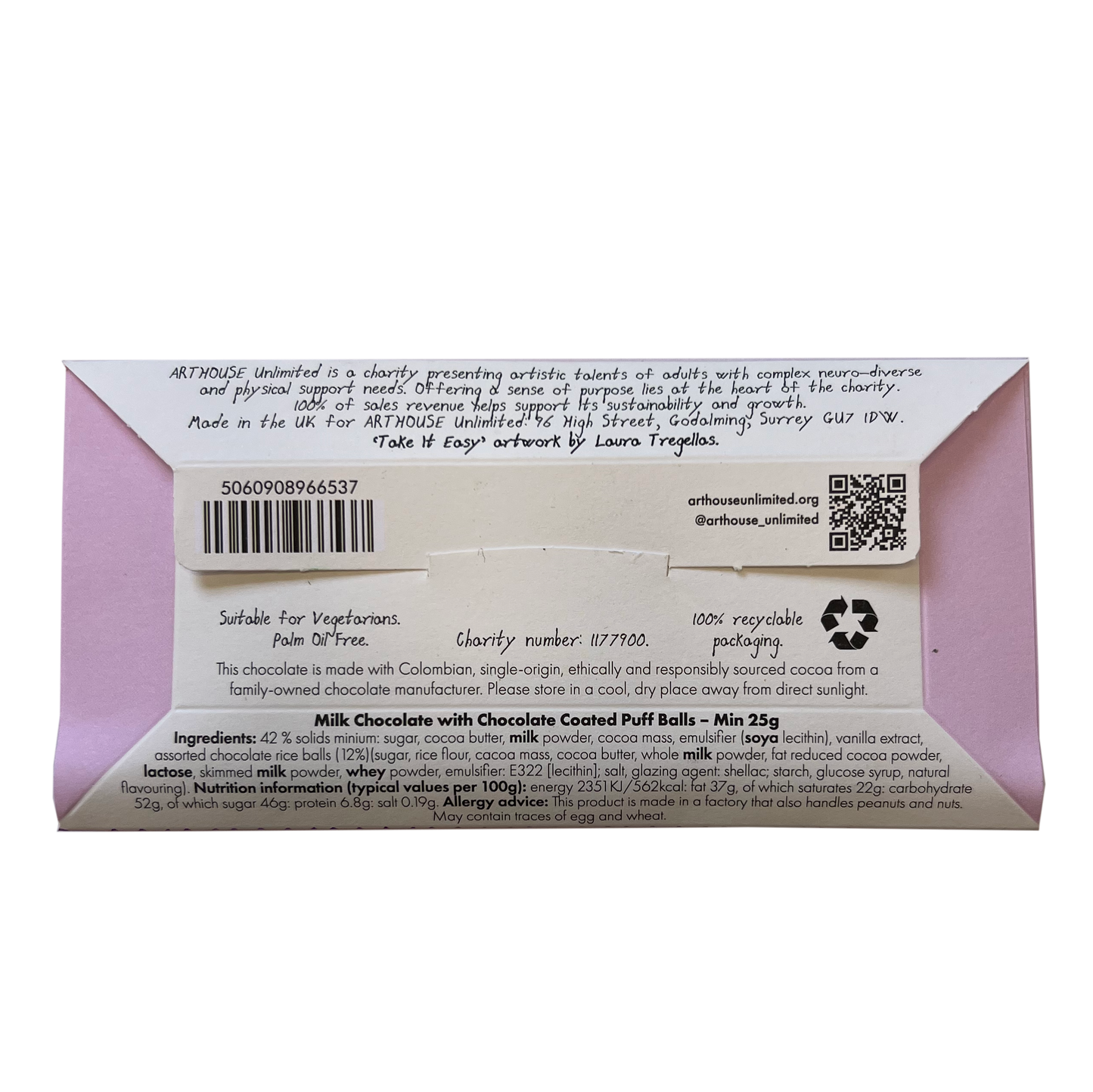 Arthouse Unlimited - Joy Sized: Take It Easy, Milk Chocolate with Chocolate Coated Puff Balls