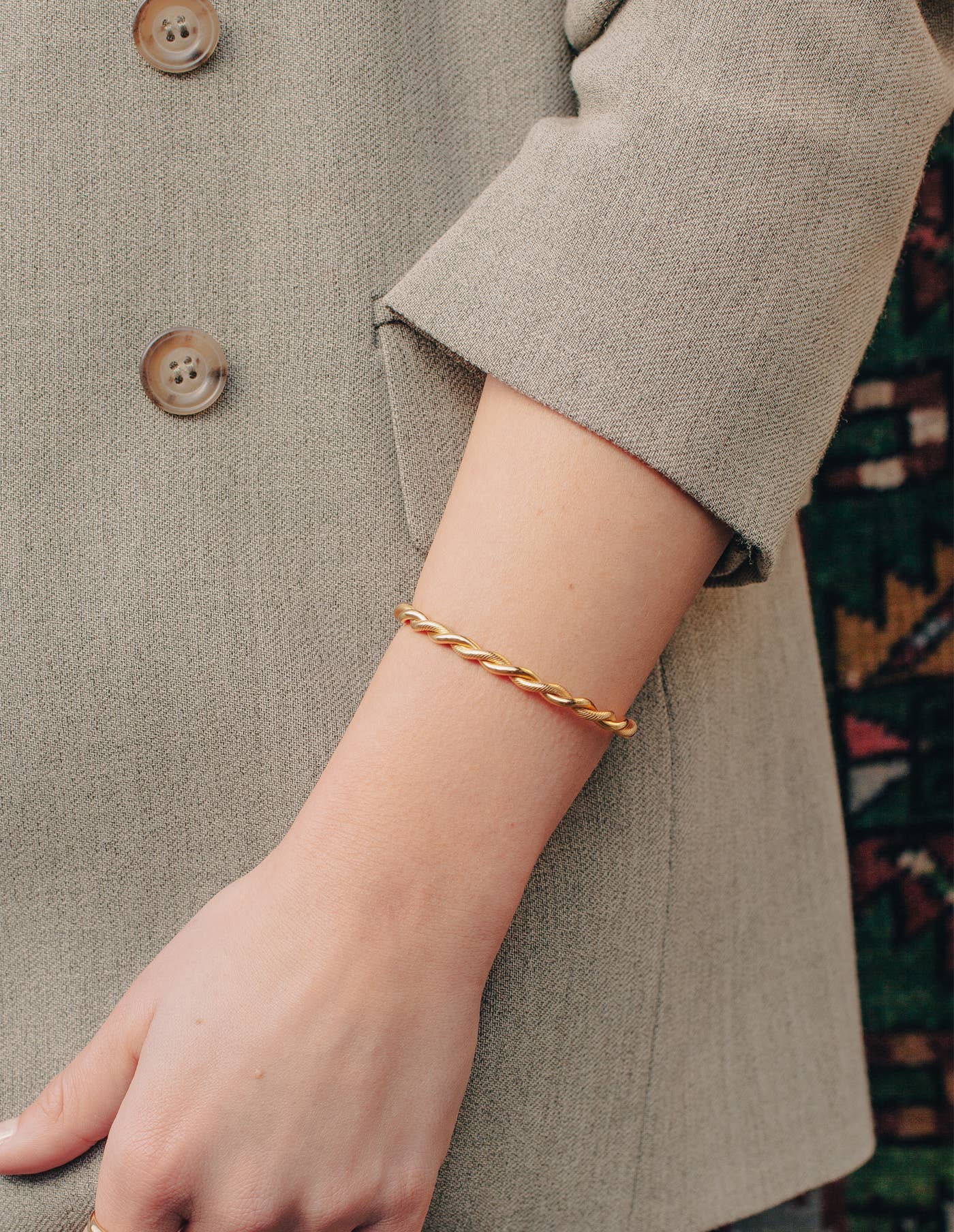 Nordic Muse - Gold Twist Cuff Bangle