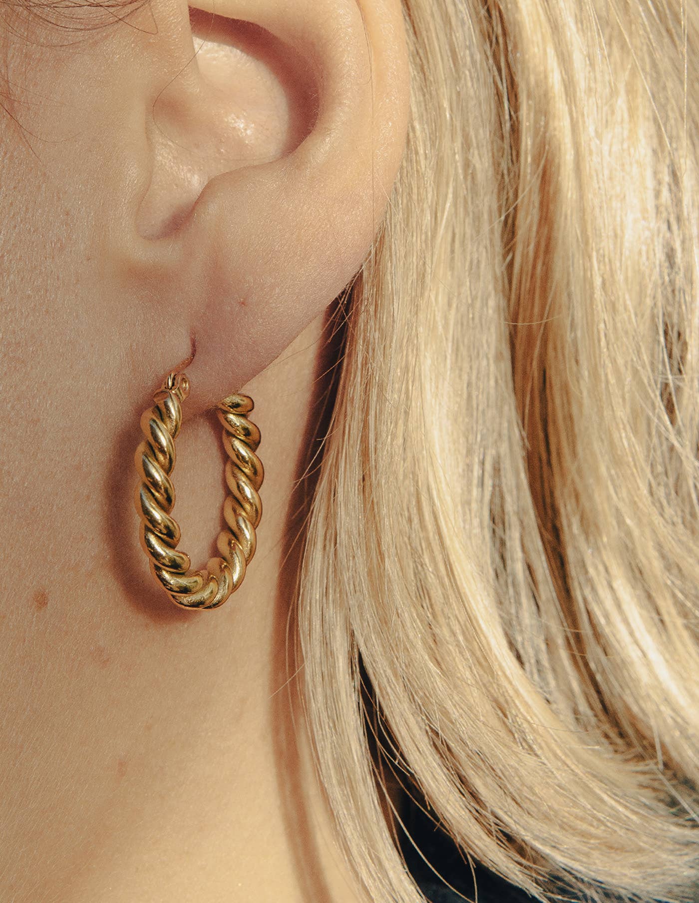 Nordic Muse -  Gold Small Twist Hoop Earrings
