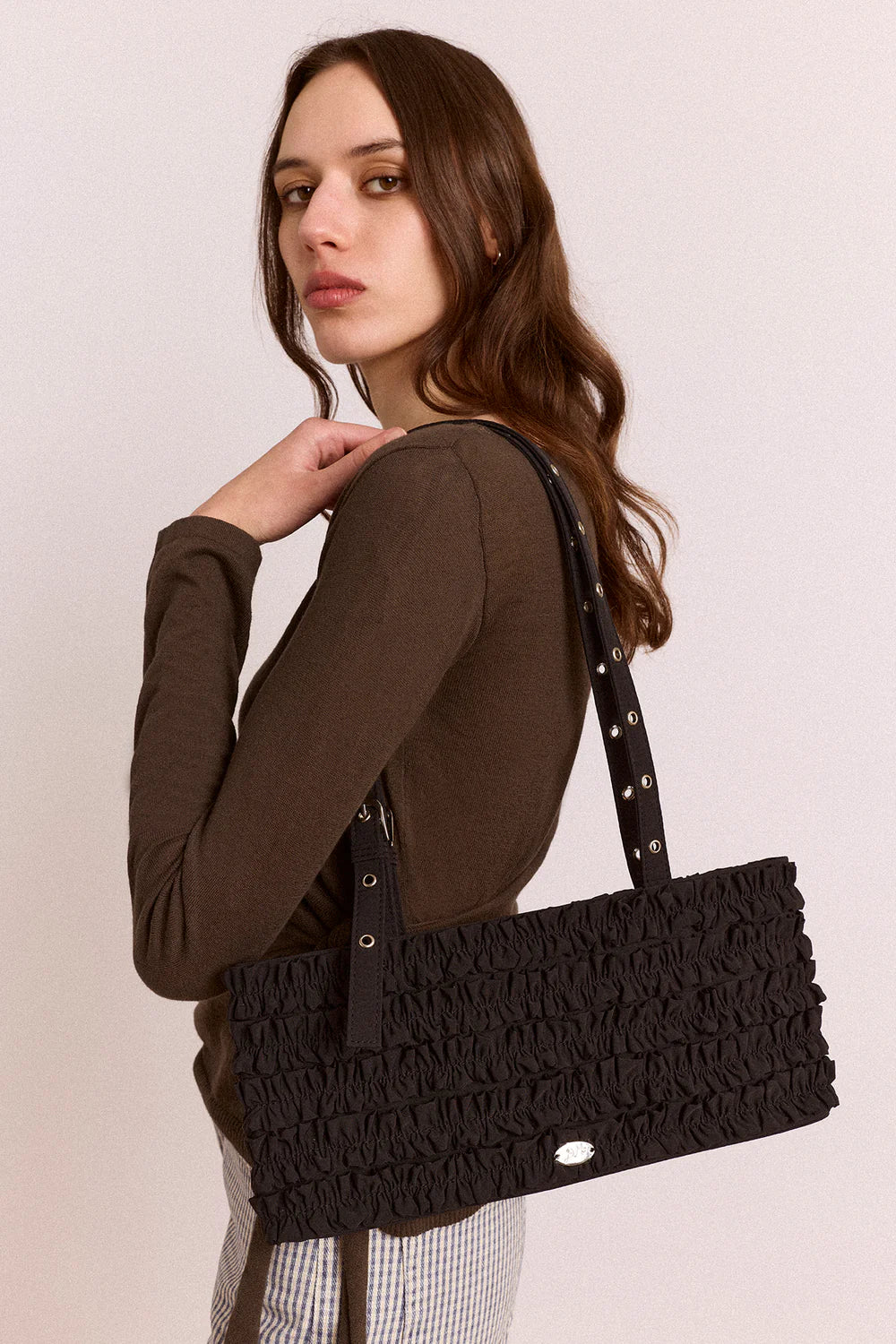 Damson Madder - Sophia Ruffle Bag, Black